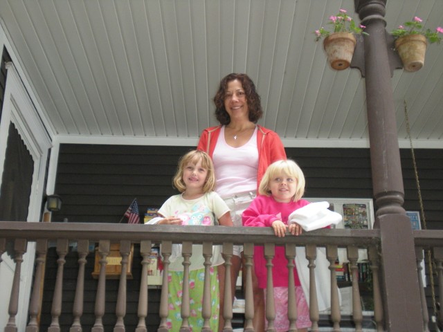 Family standing on the balcony